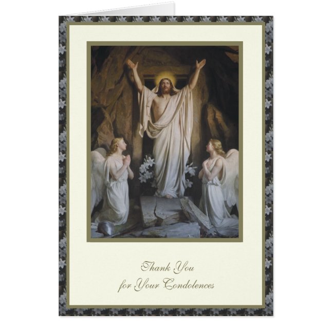 Duelo Funeral Religioso Resurrección Católica Tarj (Frente)