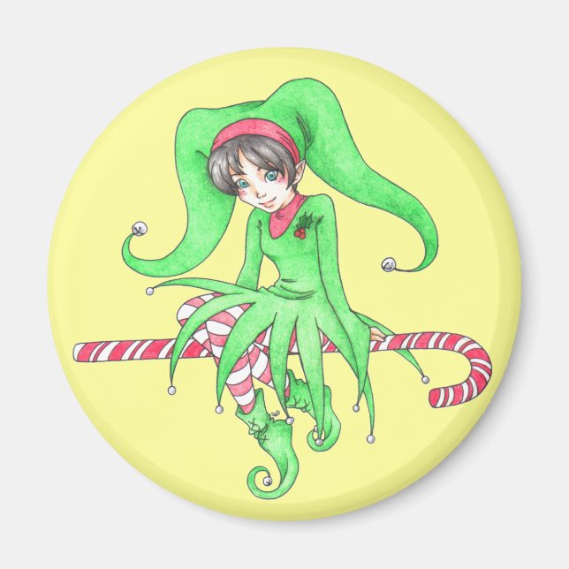 Duende de Caramelo Navideño Imán (Frente)