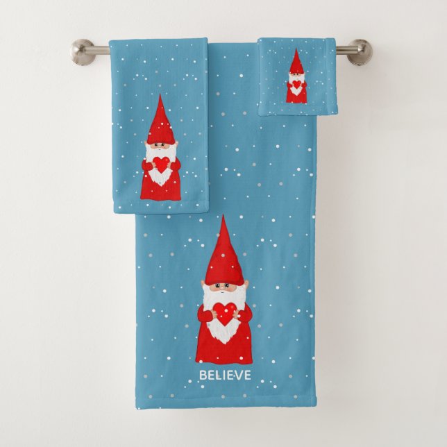Duende de Navidad con Corazón en Baño Azul Zafiro (In situ)