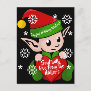 Duende de Navidad con imagen vintage de postal del