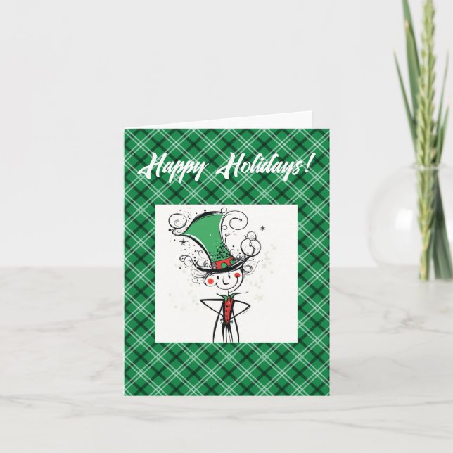 Duende de Navidad con sombrero de copa sonriente d (Anverso)