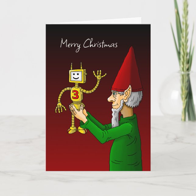 Duende de Navidad con un Robot de Juguete (Anverso)