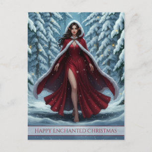 Duende de Navidad en Rojo en Bosque Invernal Nevad