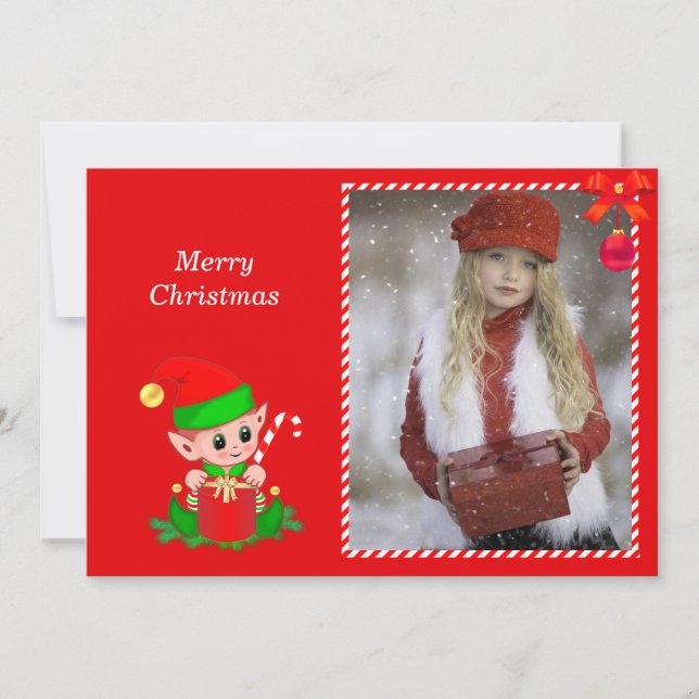 Duende de Navidad moderno y foto personalizada en  (Anverso)