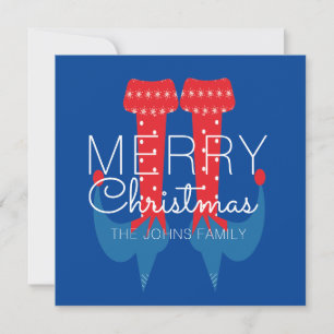 Duende de Navidad Rojo Azul Script Copo de nieve 
