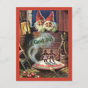 Duendes de los gnomos de la tarjeta de Navidad de