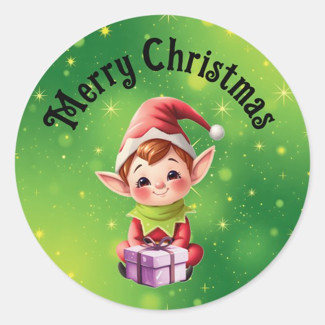 Duendes de Navidad con pegatinas redondas de fondo (Anverso)