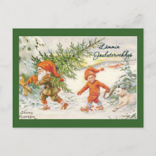 Duendes que cosechan los árboles de navidad