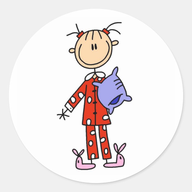 Duerme Sobre El Chica En Su Pegatina De Pajamas (Anverso)