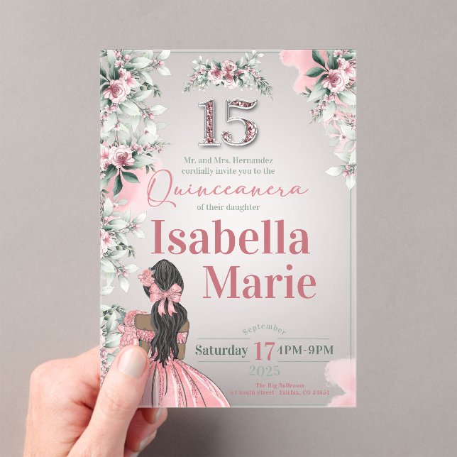 Dulce 15 Invitación a Aritmos Adultos y Florales (Insitu (portátil))