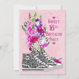 Dulce 16ª invitación a fiesta de cumpleaños, zapat