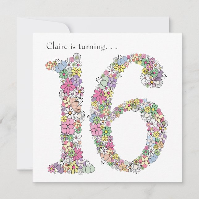 Dulce 16 16º cumpleaños Personalizado invitación (Anverso)