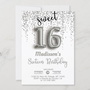 Dulce 16, 16 invitaciones de cumpleaños de globo d