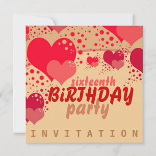 Dulce 16 Corazones Invitación al cumpleaños