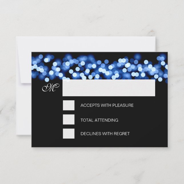 Dulce 16 cumpleaños RSVP Hollywood Glam Blue (Anverso)