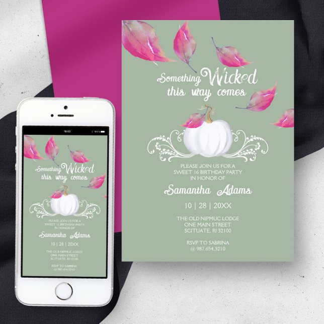 Dulce 16 de octubre Invitaciones de cumpleaños (halloween party sweet 16 invitation evite)