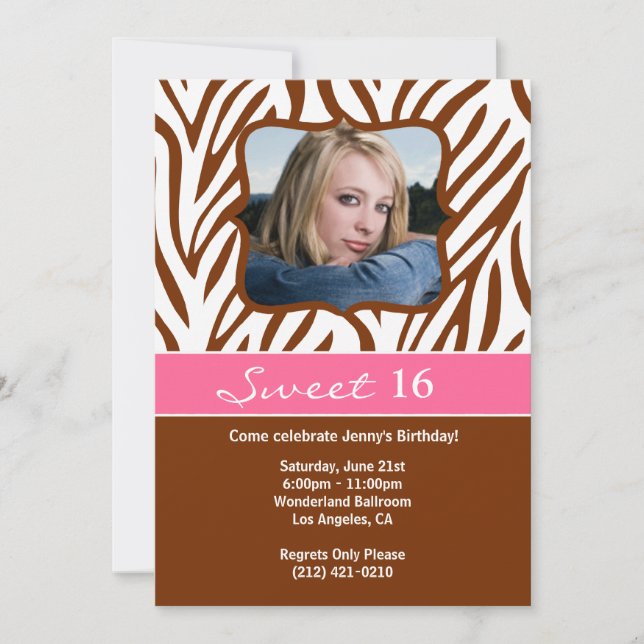 Dulce 16 Invitación a fiesta de cumpleaños (Anverso)