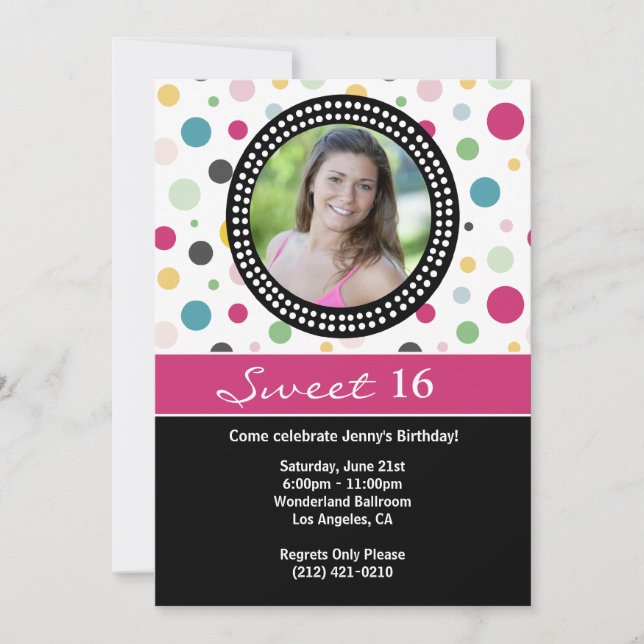 Dulce 16 Invitación a fiesta de cumpleaños (Anverso)