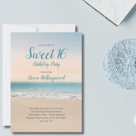 Dulce 16 Invitación a fiesta temática de playa tro