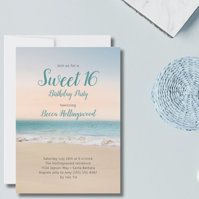 Dulce 16 Invitación a fiesta temática de playa tro (Subido por el creador)