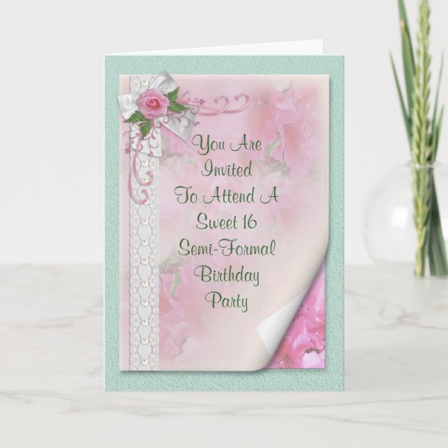 Dulce 16 Invitación a la fiesta de cumpleaños rosa (Anverso)