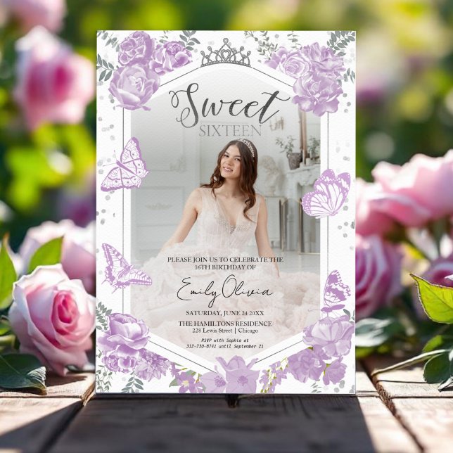 Dulce 16 Invitación a la fotografía Mariposa Lavan (Subido por el creador)