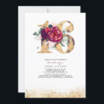 Dulce 16 Invitación Borgoña rojo y oro<br><div class="desc">Dulce Dieciséis Purpurinas de oro Invitación a cumpleaños</div>