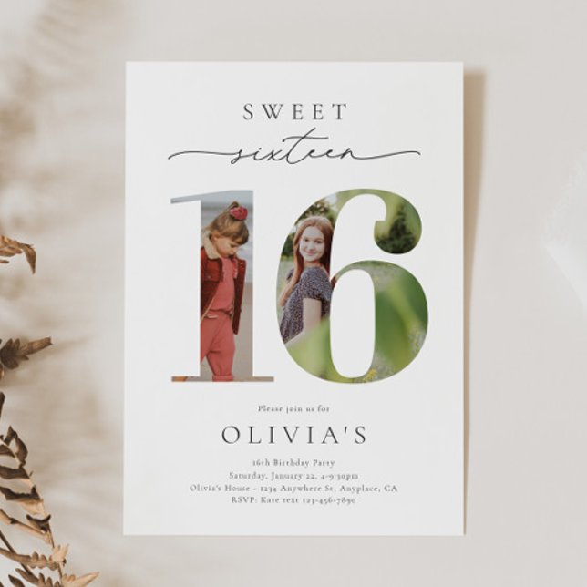 Dulce 16 Invitación de cumpleaños a la foto (Subido por el creador)