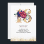 Dulce 16 Invitación Dorado Borgoña y Azul marino<br><div class="desc">Dulce Dieciséis Purpurinas de oro Invitación a cumpleaños</div>