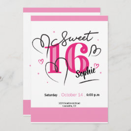 Dulce 16 Invitación Fuchsia Rosa 16 cumpleaños