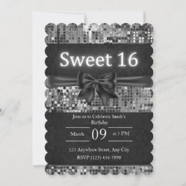 Dulce 16 Invitación - negro y plata