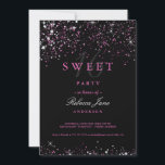 Dulce 16 Invitación Purpurina de espuma rosa negra<br><div class="desc">Colección coincidente en la Pequeña Tienda Bayleigh!</div>
