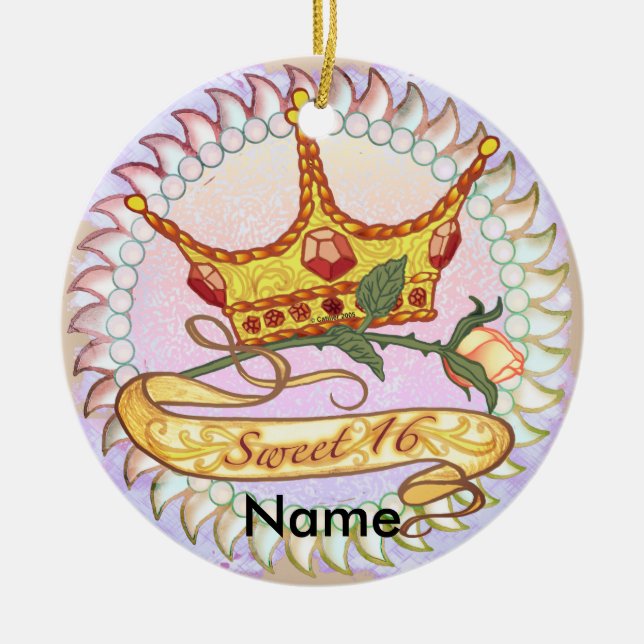 Dulce 16 Ornamentos de la Princesa de Cumpleaños (Frente)