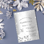 Dulce 16 vestido de plata purpurina invitación gla<br><div class="desc">Una invitación moderna,  elegante y glamurosa para una fiesta de 16 y 16 años. Un falso fondo metálico plateado con polvo falso purpurina y un vestido. El nombre está escrito con una escritura de estilo con letras a mano moderna. Personalice y agregue los detalles de su fiesta.</div>