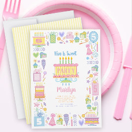 Dulce 5 Invitación de cumpleaños