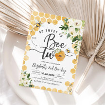 Dulce Abeja Cumpleaños 2 Invitación a la Fiesta de