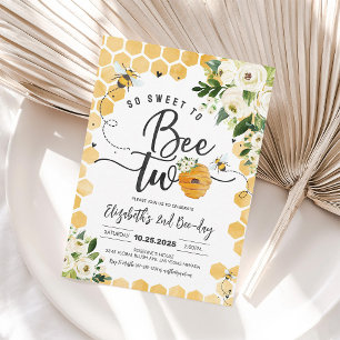 Dulce Abeja Cumpleaños 2 Invitación a la Fiesta de