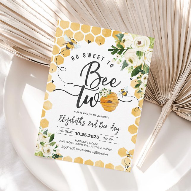 Dulce Abeja Cumpleaños 2 Invitación a la Fiesta de (Subido por el creador)