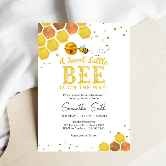 Dulce Abeja Pequeña Invitación de Baby Shower de A (Subido por el creador)