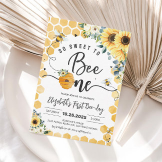 Dulce Abejita Cumpleaños Invitación 1er año