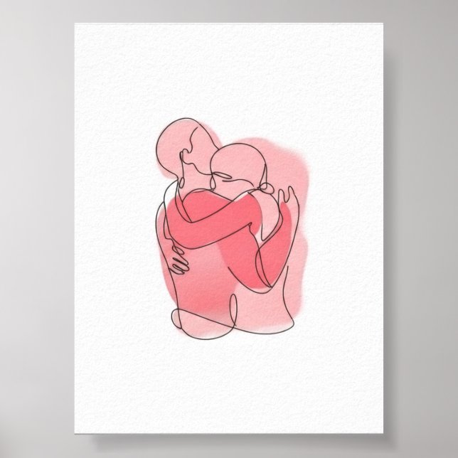 Dulce Abrazo Pareja Línea Arte - Regalo personaliz (Frente)