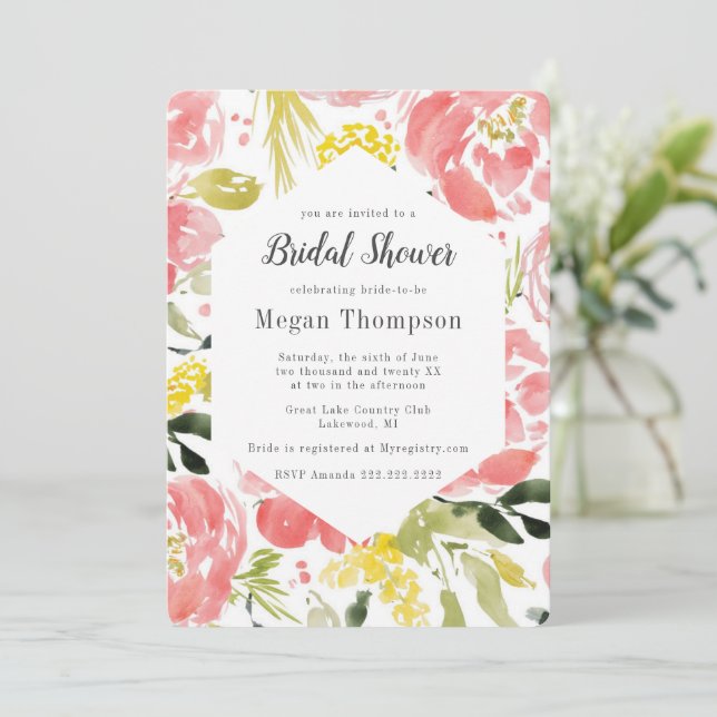 Dulce acuarela Blooms Bridal Shower Invitación (Anverso de pie)