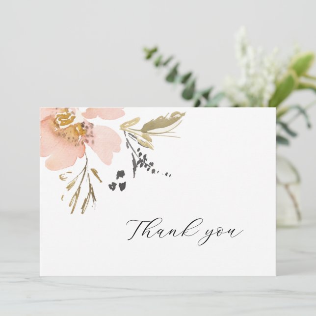 Dulce acuarela floral Gracias Tarjeta Boda (Anverso de pie)