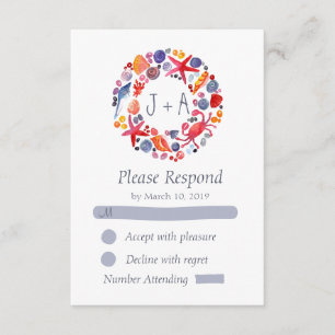 Dulce acuarela Mar Wreath Beach Wedding RSVP