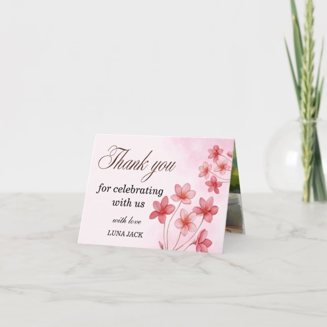 Dulce Agradecimiento de Cumpleaños Floral Rosa (Anverso)