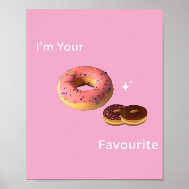 Dulce arte de pared de donut - Impresión rosa y ch (Frente)