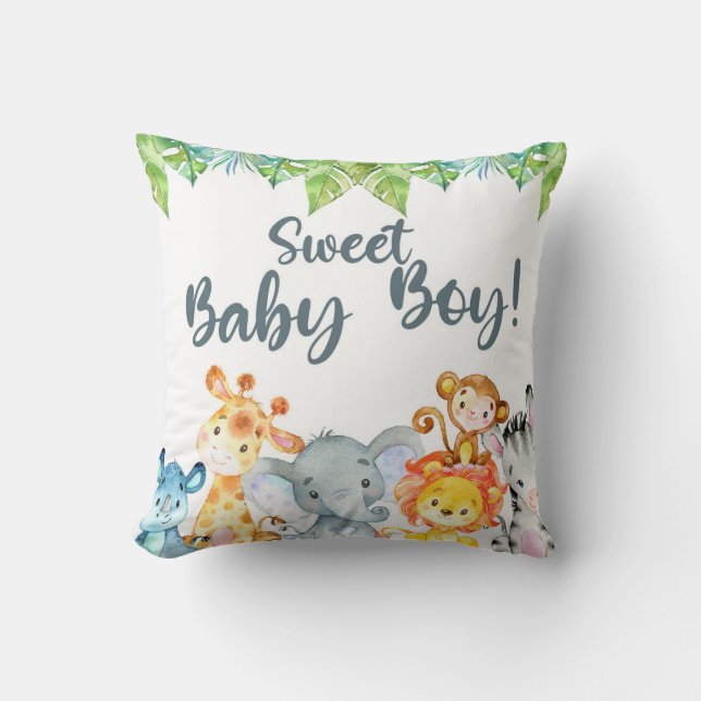 Dulce Baby Boy safari animales bebé almohada de du (Anverso)