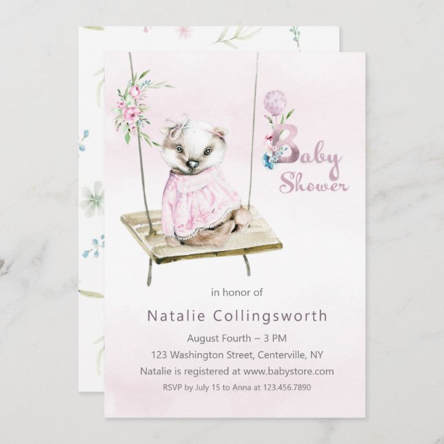 Dulce Badger Chica en la invitación a Swing Baby S (Anverso / Reverso)