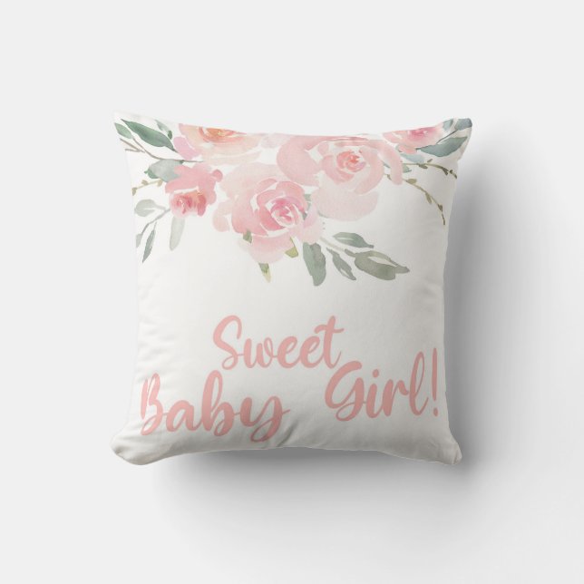 Dulce bebé Niña almohada rosa de ducha de bebé con (Anverso)