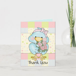 Dulce Blue Chick Baby Tarjeta de agradecimiento